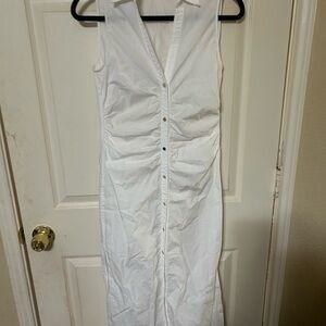 Zara White Button-Down Midi Dress
